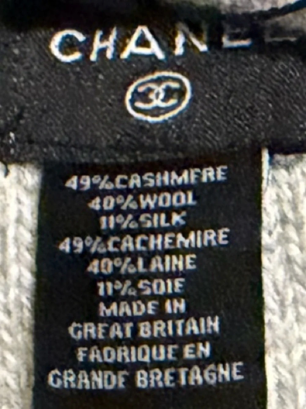 NWT Chanel Casmere and Wool Beenie in shades of greys- signature blac CC label